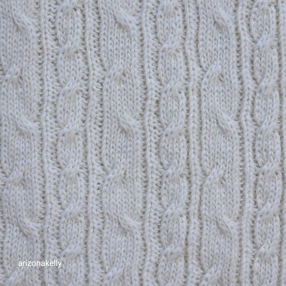 Wool or Wool Blend Cable Knit Ivory Scarf - Picture 3 of 15